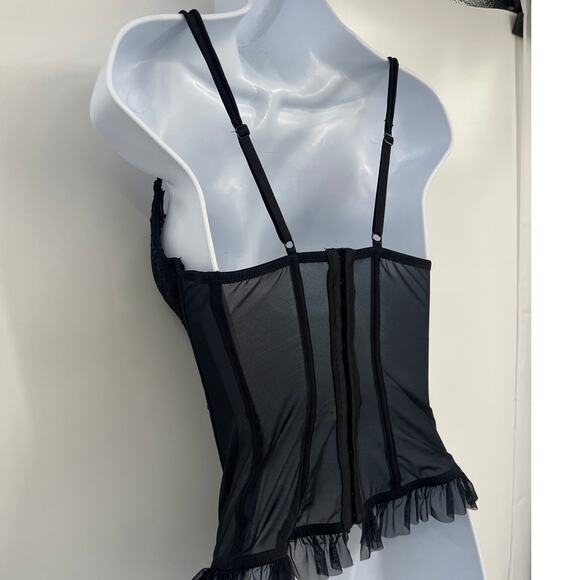 Cabernet Lace Corset Bustier Womens Top Sz S Y2K Coquette Fairy Lolita Goth Mesh - Picture 5 of 10